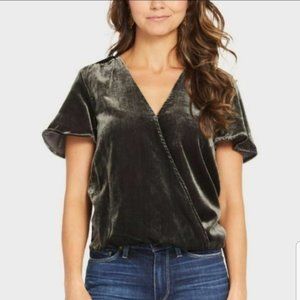 NWT SPLENDID Velvet Surplice Wrap Short Sleeve Top